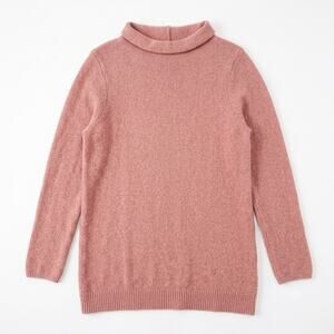 J Jill Draped Funnel Neck Sweater Pink Stretch Wool Blend Womens Medium